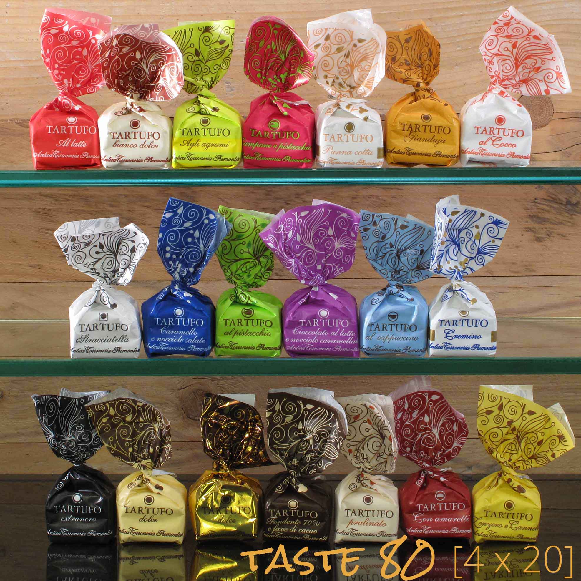 Antica-Torroneria-Piemontese-Taste-80 Geschenktüte Taste 80 Tartufi Dolci Mix 1120g
