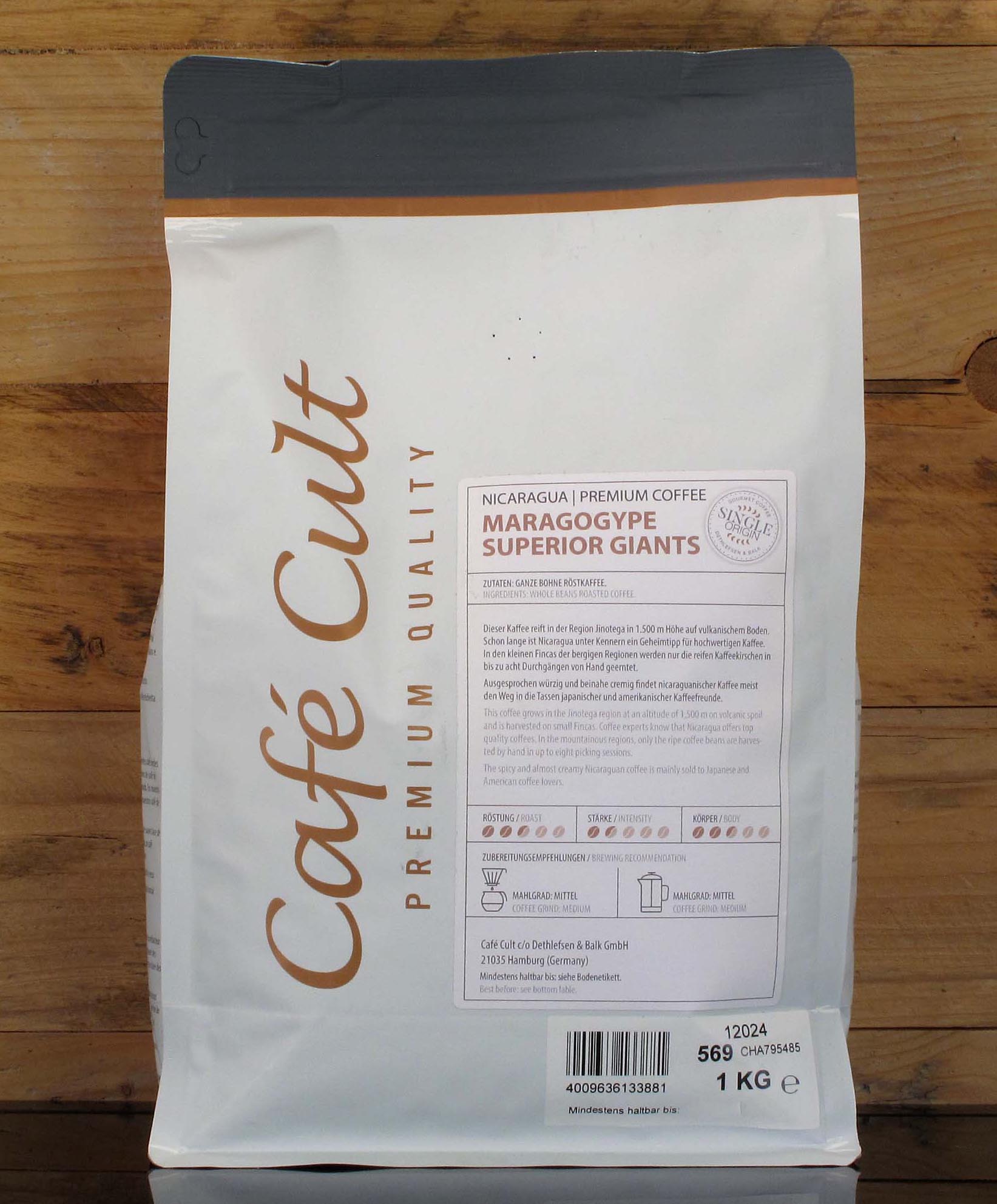 Café Cult Nicaragua Premium Coffee Maragogype Superior Giants 1Kg