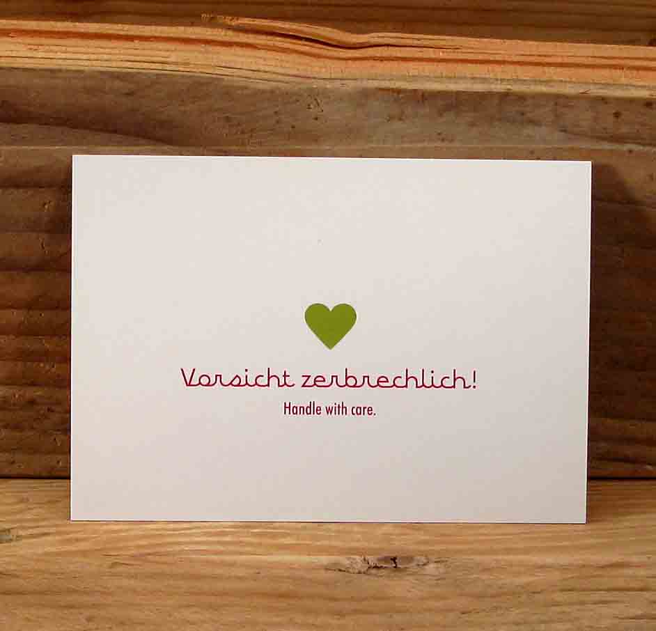 Grußkarte "Vorsicht zerbrechlich!"