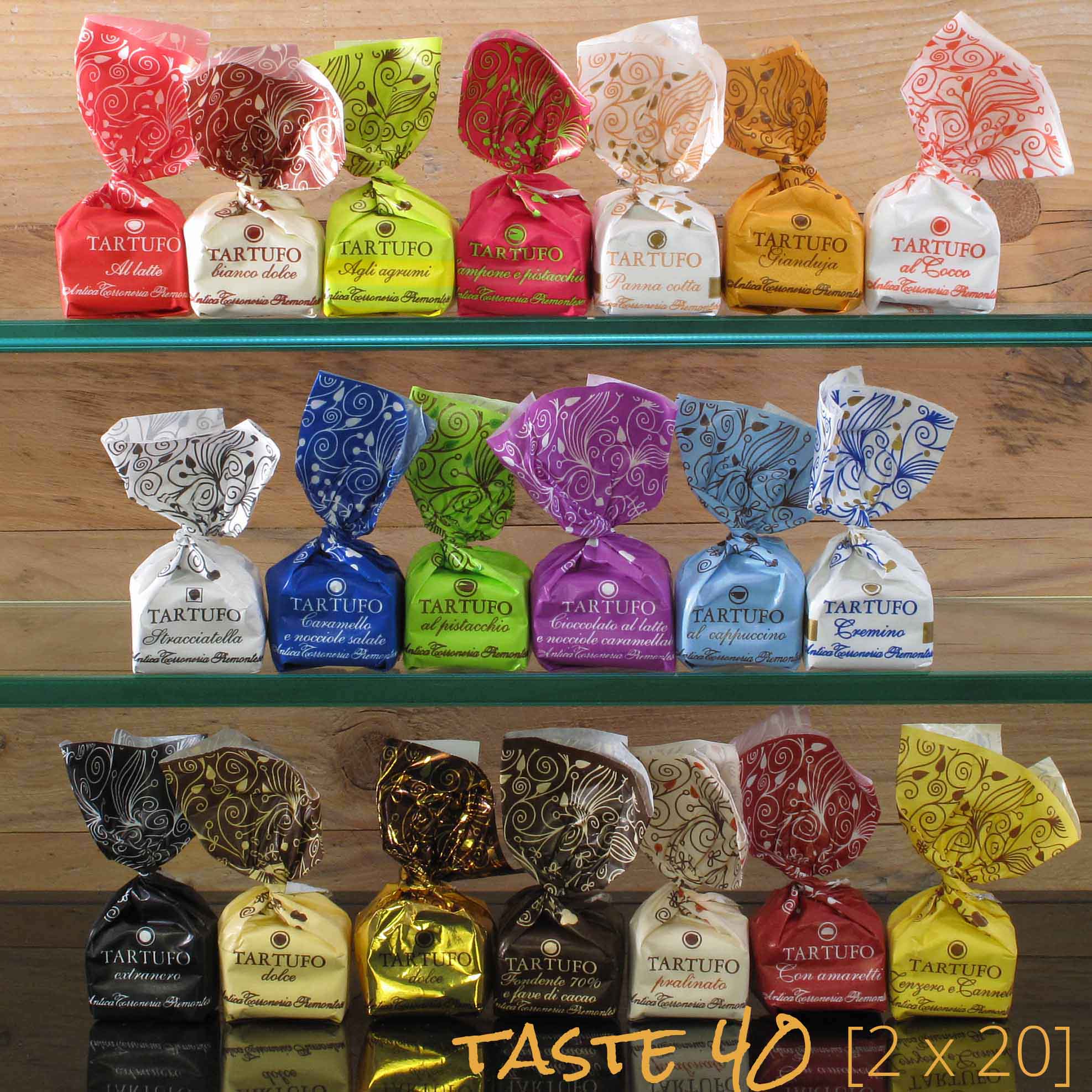 Antica-Torroneria-Piemontese-Taste-40 Geschenktüte Taste 40 Tartufi Dolci Mix 560g