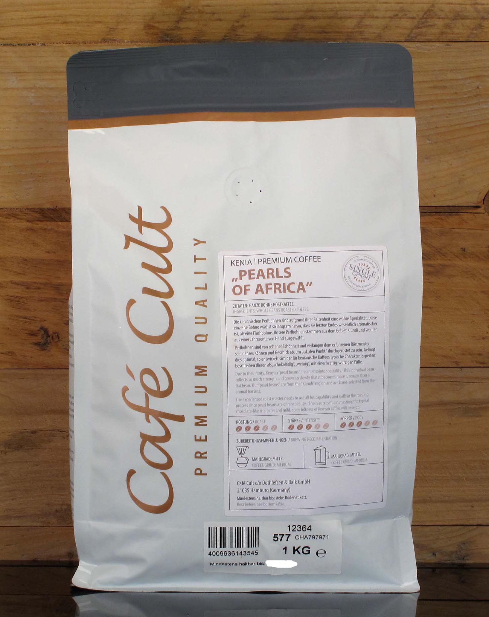 Café Cult Premium Coffee Kenia Pearls of Africa 1Kg